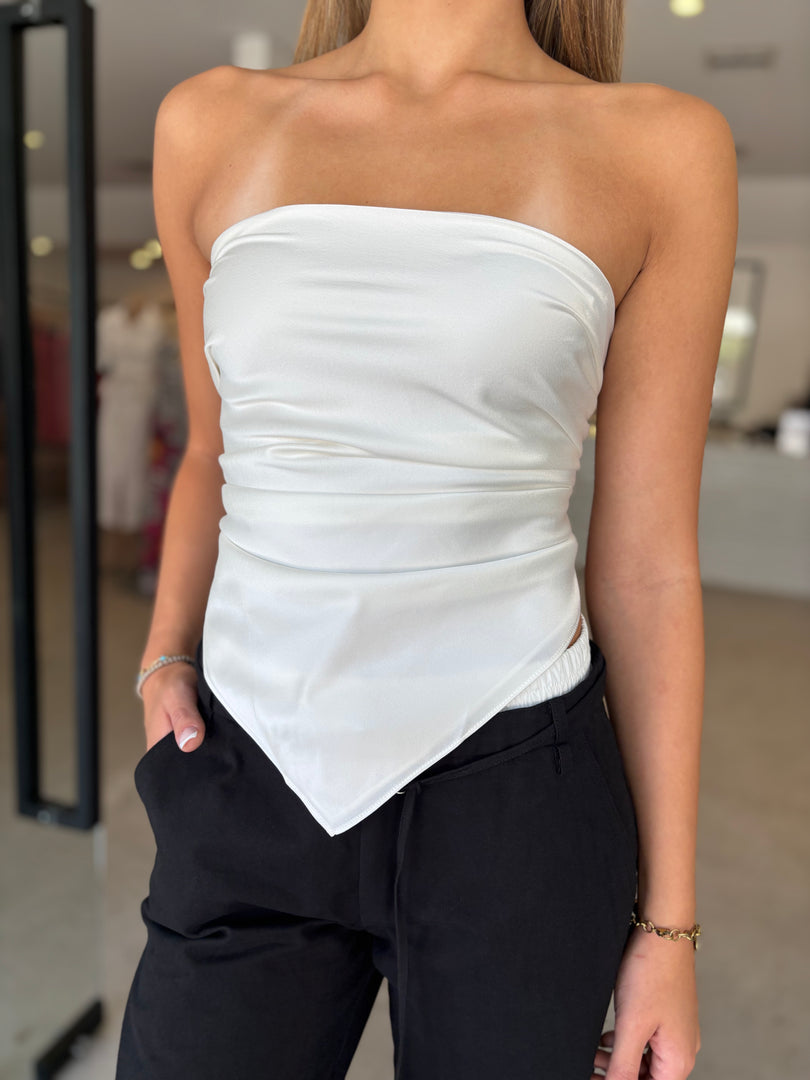 KAIA STRAPLESS TOP IVORY