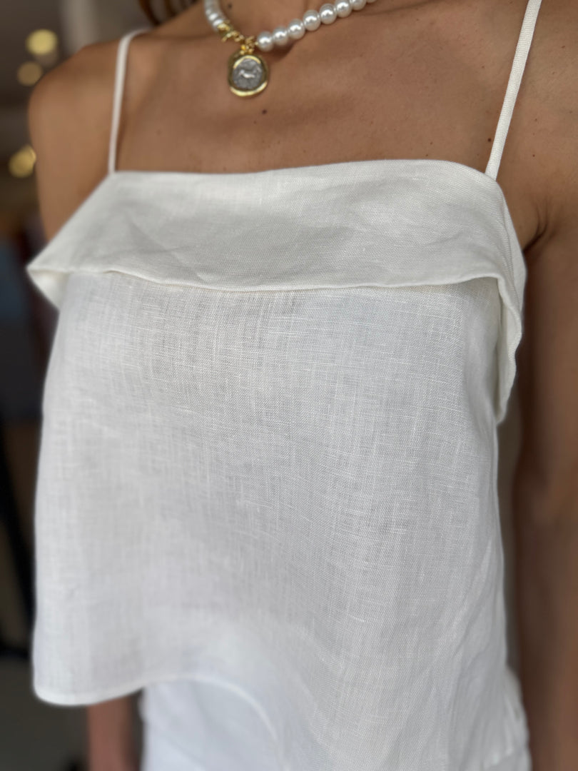 SADIE LINEN CAMI - WHITE