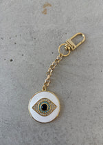 Load image into Gallery viewer, WHITE EYE BAG CHARM KEYRING
