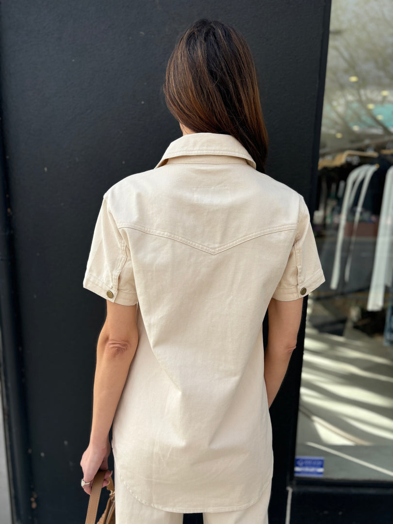 SOFIA DENIM SHIRT - CREAM