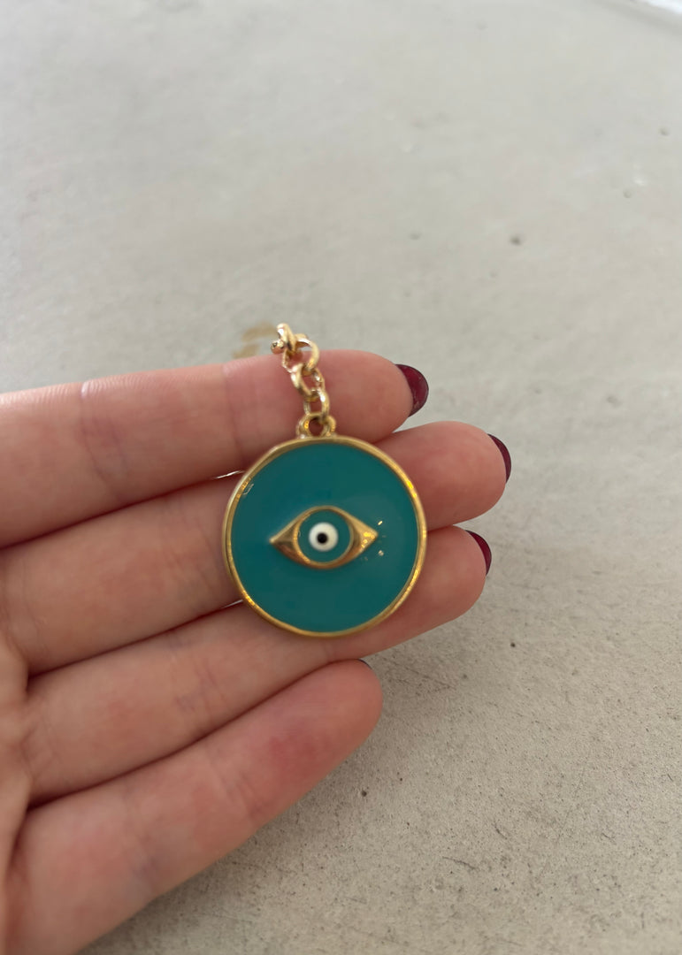 TURQUOISE EYE BAG CHARM KEYRING