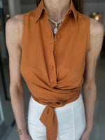 Load image into Gallery viewer, NAOMI WRAP CROP SHIRT OCHRE
