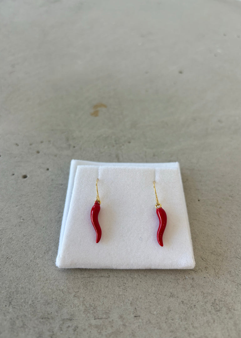 DANGLE EARRING RED CORNO