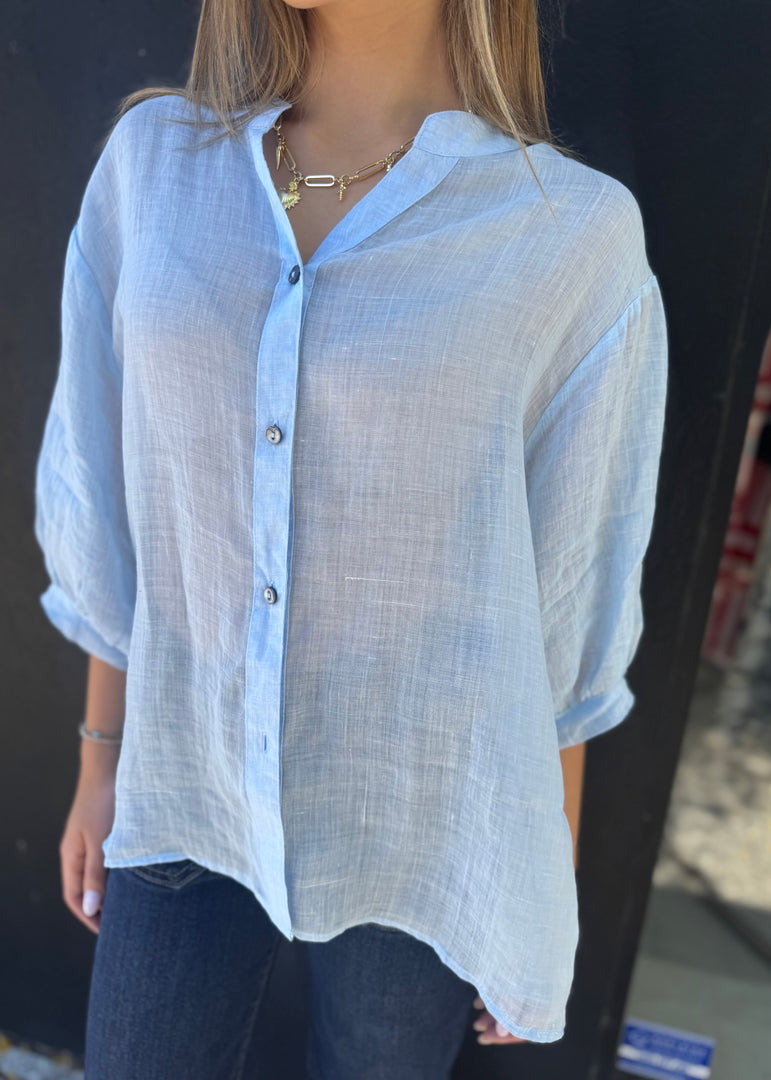 INDYA LINEN SHIRT - BABY BLUE