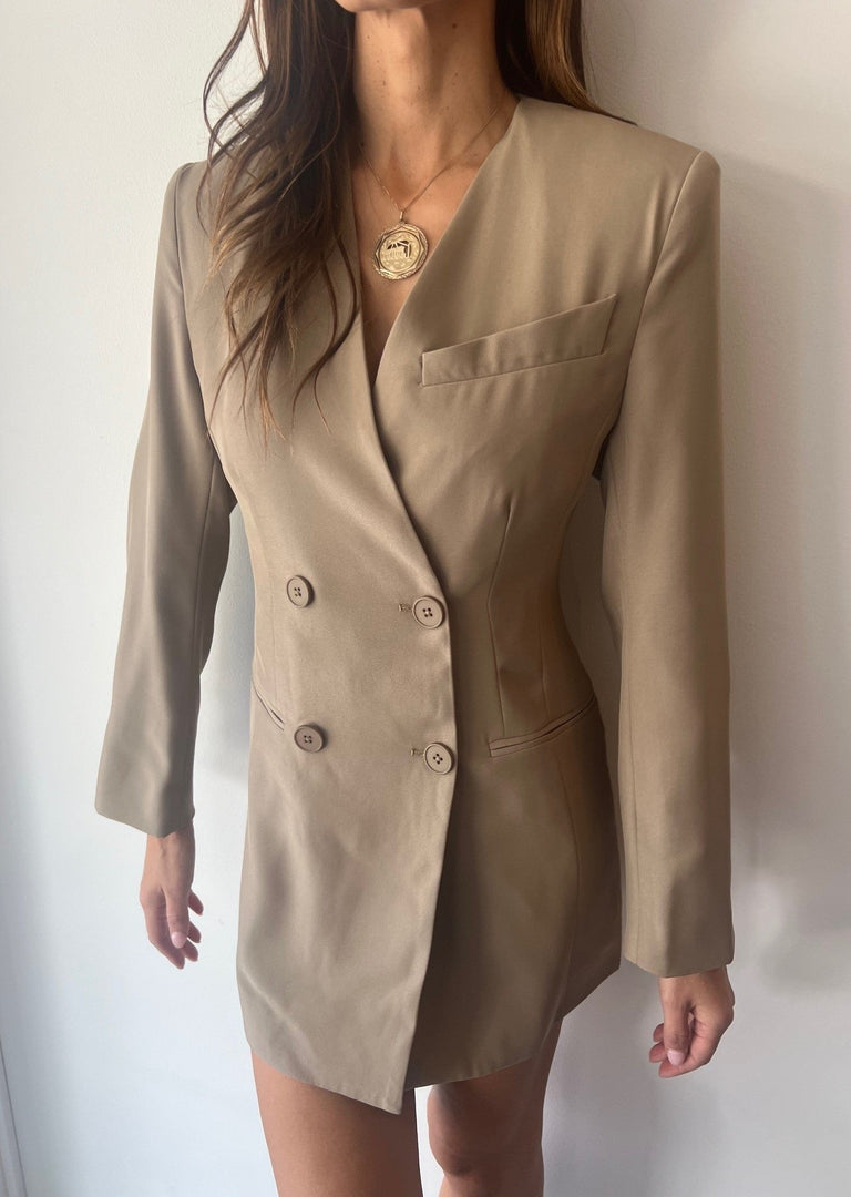 NERIAH BLAZER DRESS TAUPE