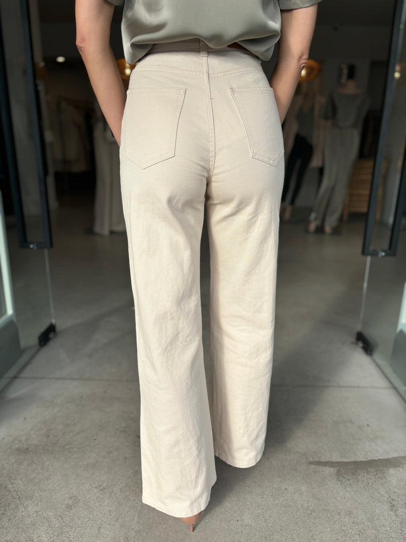 SOFIA DENIM PANT - CREAM