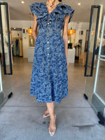 Load image into Gallery viewer, DENVER FRILL MIDI DRESS BLUE
