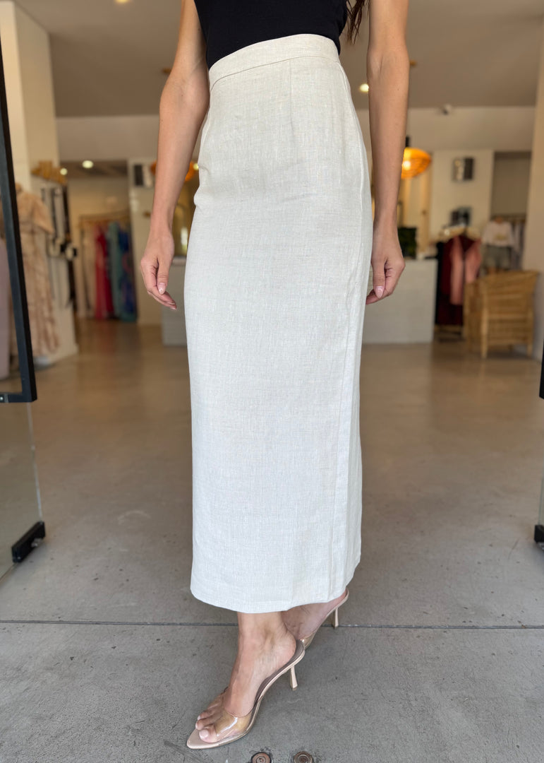 SADIE LINEN MAXI SKIRT - NATURAL