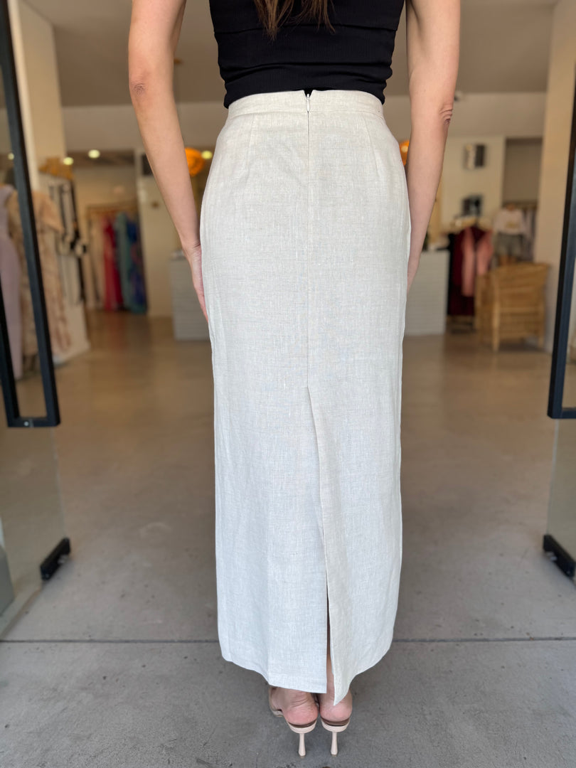 SADIE LINEN MAXI SKIRT - NATURAL