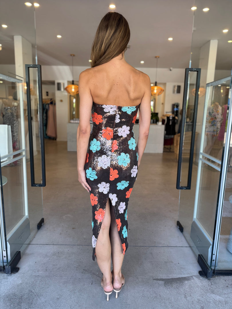 SIENNA SEQUIN MIDI FLORAL