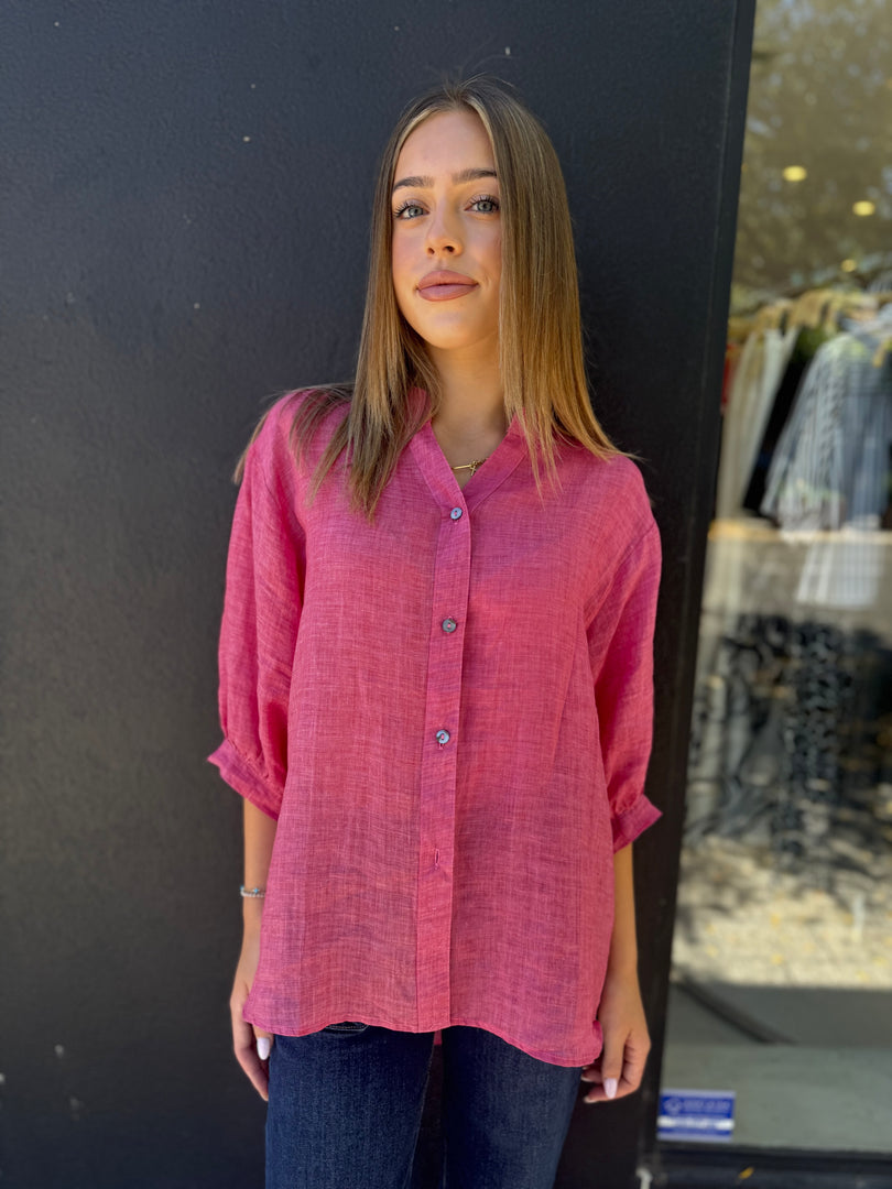 INDYA LINEN SHIRT MAGENTA