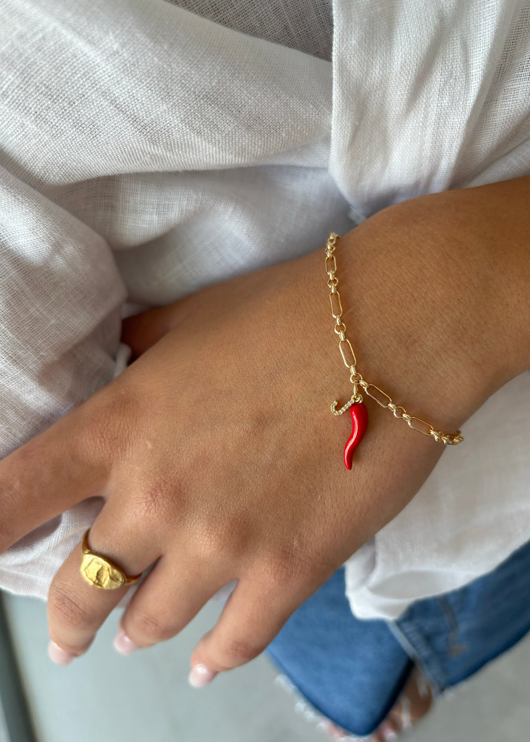 CORNO INITIAL BRACELET RED