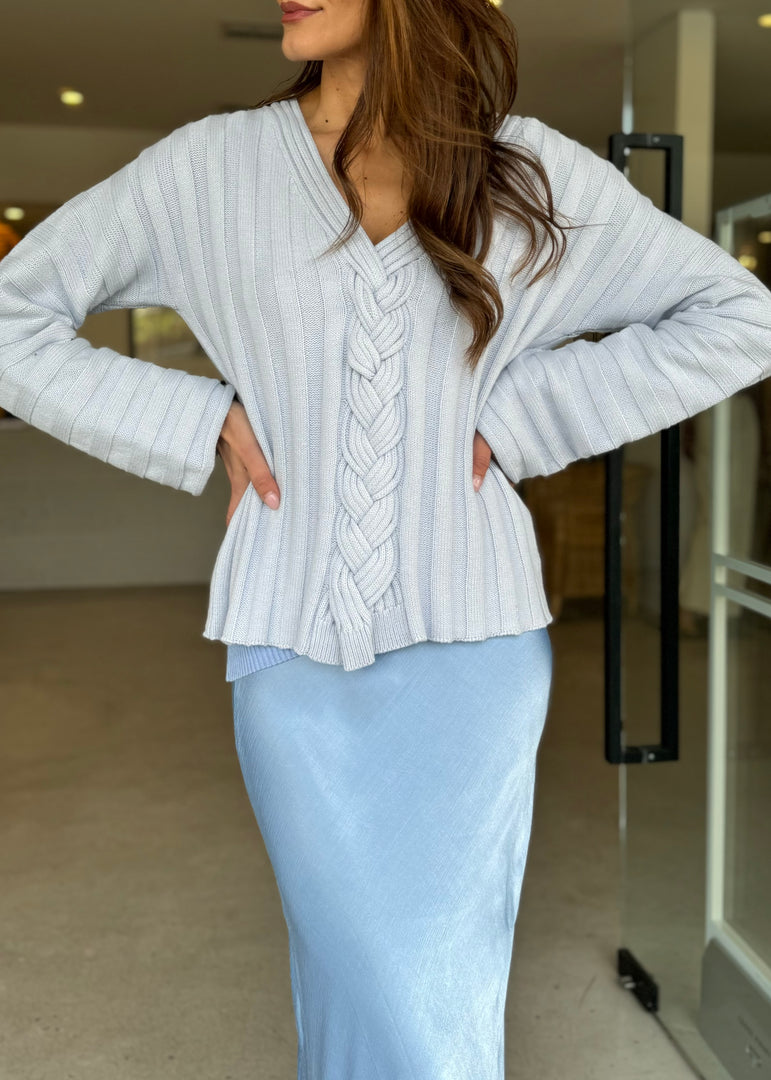 LACED SWEATER - DAWN BLUE