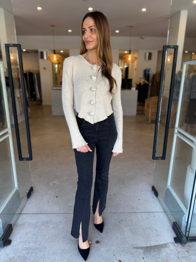 ROSETTE CASHMERE CARDIGAN