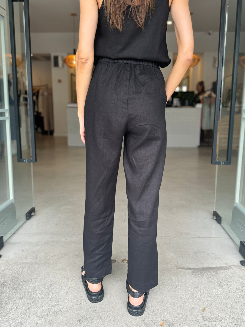 CARTER LINEN PANT - BLACK