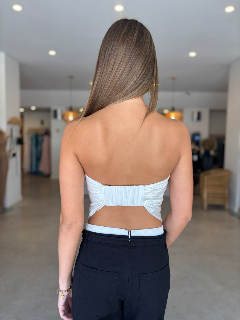 KAIA STRAPLESS TOP IVORY