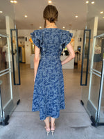 Load image into Gallery viewer, DENVER FRILL MIDI DRESS BLUE
