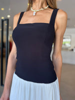 Load image into Gallery viewer, DESIREE SQUARE NECK DRESS BLACK WHITE
