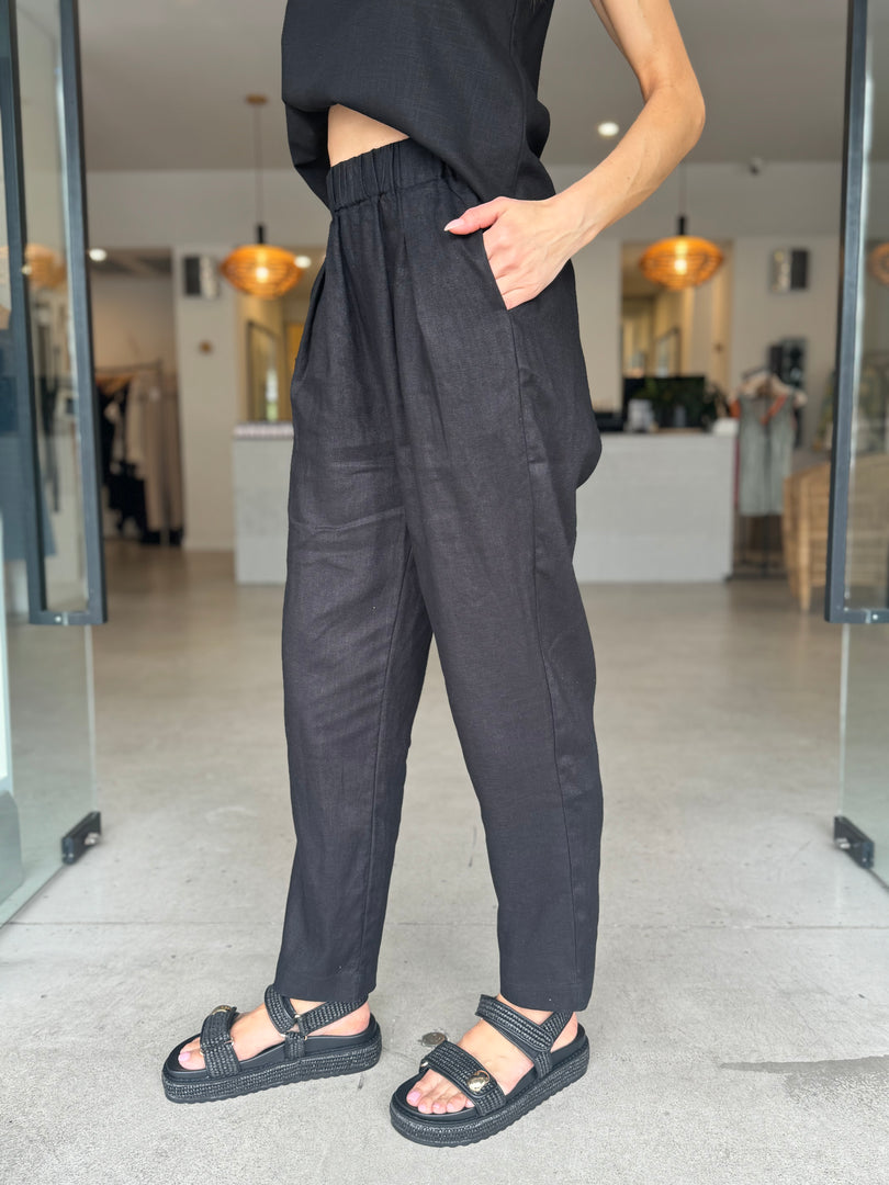 CARTER LINEN PANT - BLACK