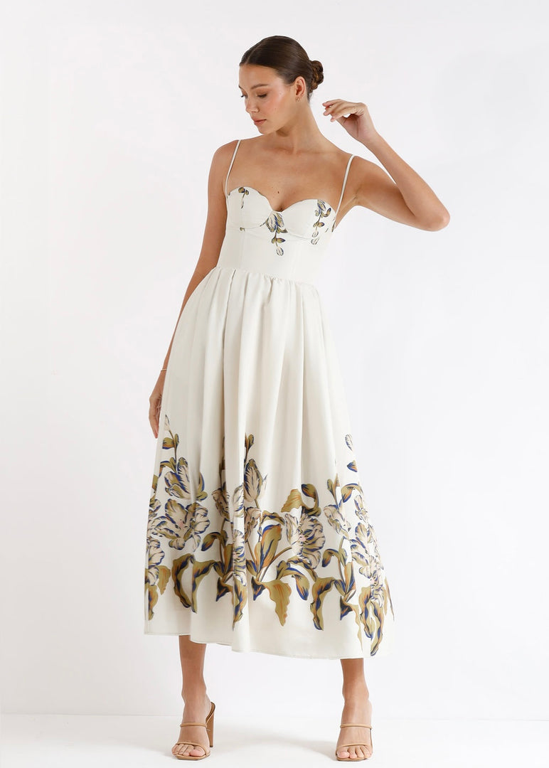 FLOURISH FLARED MIDI DRESS