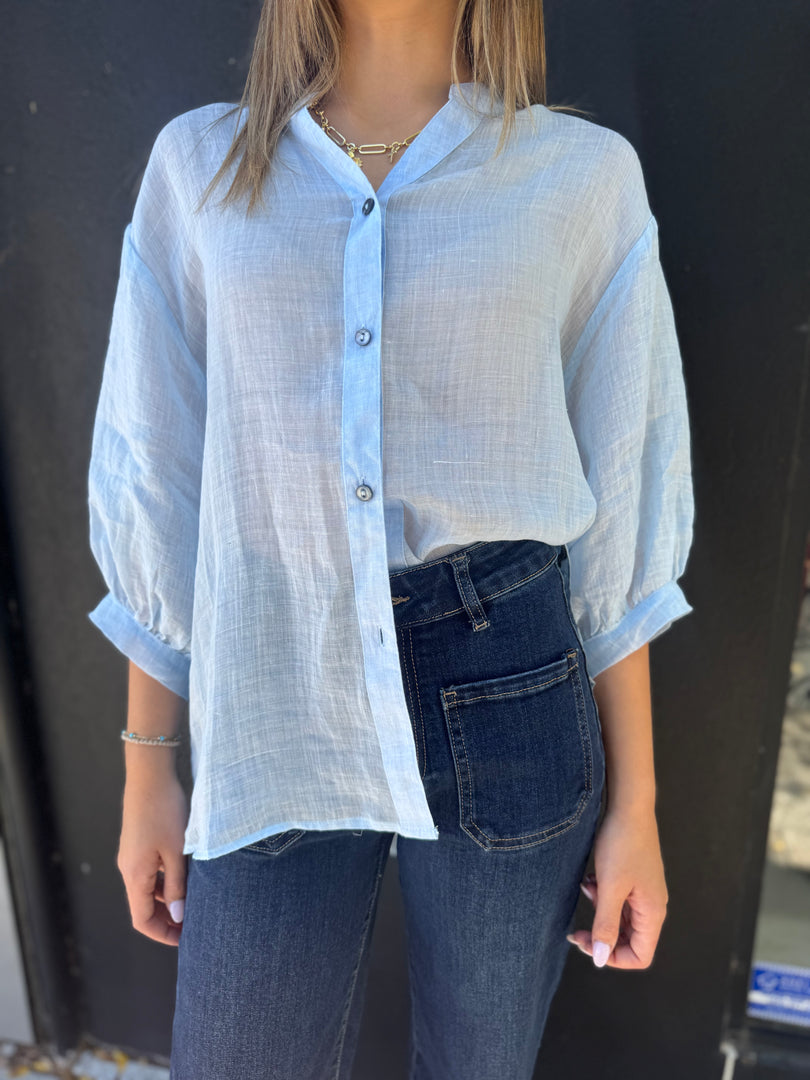 INDYA LINEN SHIRT - BABY BLUE