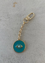 Load image into Gallery viewer, TURQUOISE EYE BAG CHARM KEYRING
