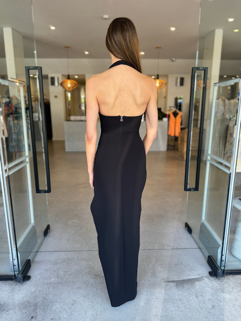 CINEMA HALTER GOWN - BLACK