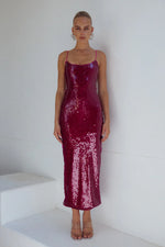 Load image into Gallery viewer, VESINA SEQUIN MIDI  BERRY
