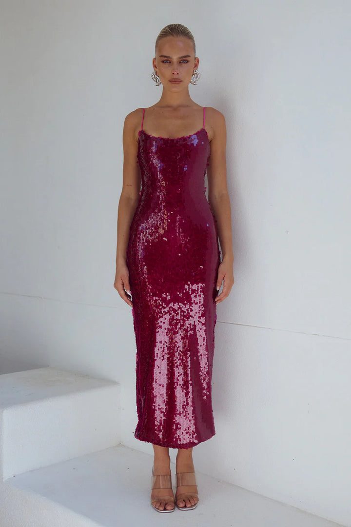 VESINA SEQUIN MIDI  BERRY