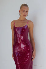 Load image into Gallery viewer, VESINA SEQUIN MIDI  BERRY
