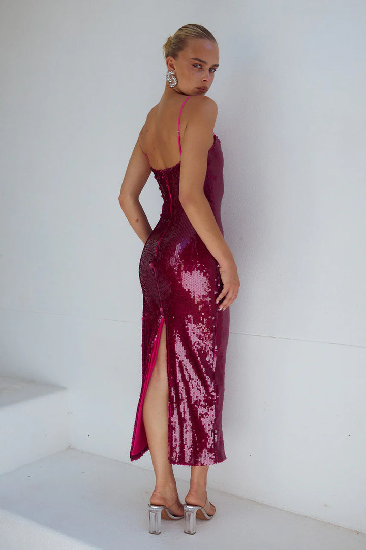 VESINA SEQUIN MIDI  BERRY