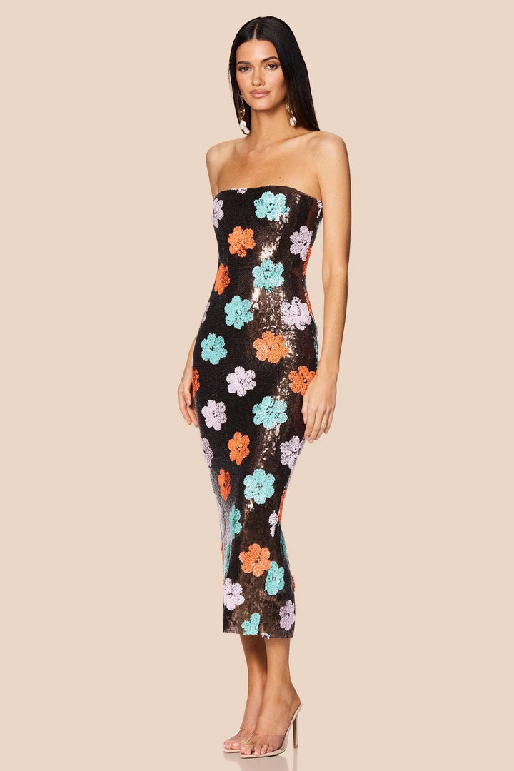 SIENNA SEQUIN MIDI FLORAL